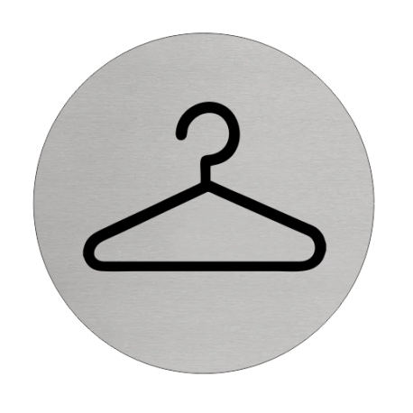 Aluminium pictogram deurbordje toegang garderobe ruimte of garderobekast Ø75mm met tape